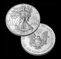 A silver eagle coin is shown next to another one